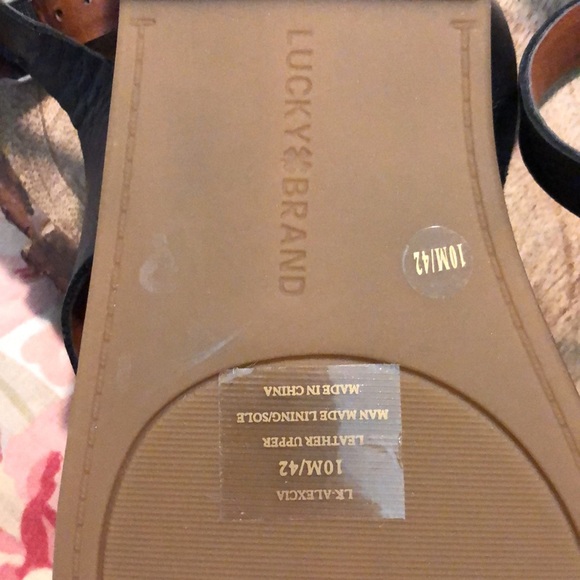 LUCKY BRAND Size 10 Byleth Strappy SandalBlack Flat Ankle Leather Rubber $78 NEW - Picture 7 of 13